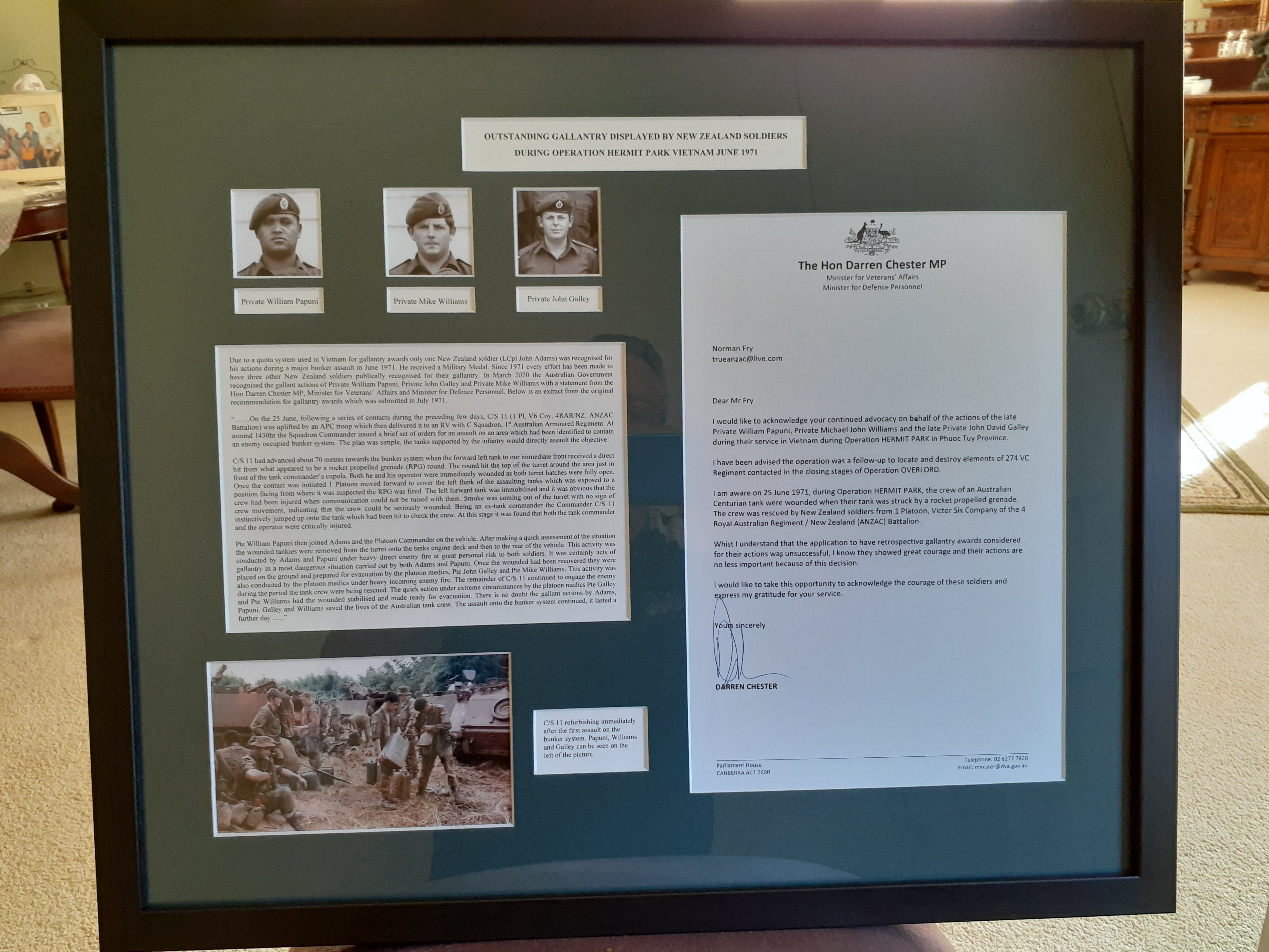 Gallantry presentation - William Papuni, Michael Williams and John Galley Gallantry presentation - William Papuni, Michael Williams and John Galley