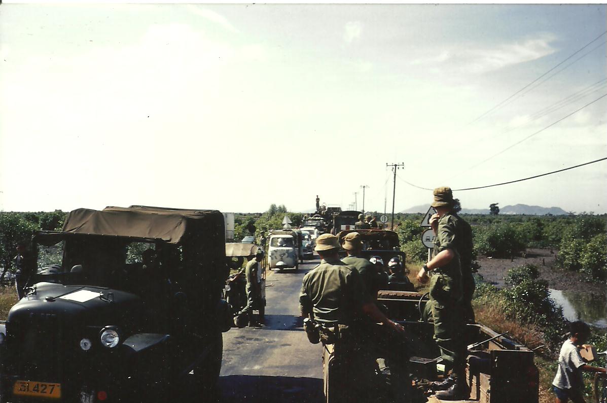 Traffic jam during 161 Battery deployment, circa 1966-1967