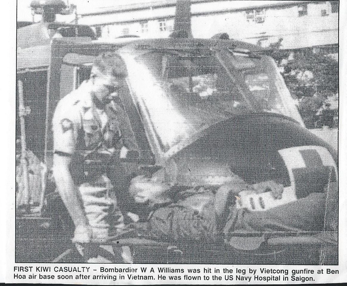 LBdr Wally Williams arrives at US Navy hospital in Saigon, 31 July 1965 LBdr Wally Williams arrives at US Navy hospital in Saigon, 31 July 1965