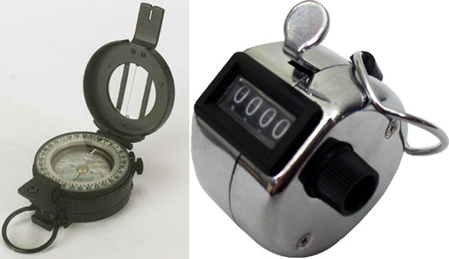 Military compass and pace counter Military compass and pace counter