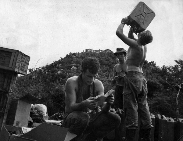 Soldiers from Victor 4 Company pictured below Dinh Co monastery, 19 July 1969