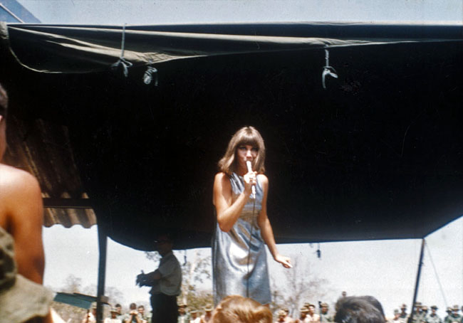 Dinah Lee singing on stage at Nui Dat, 1967