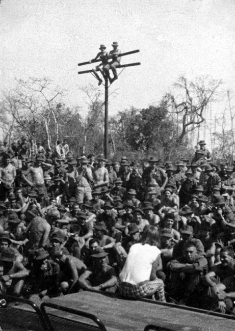 Soldiers gather to watch Dinah Lee perform in Vietnam, 1967