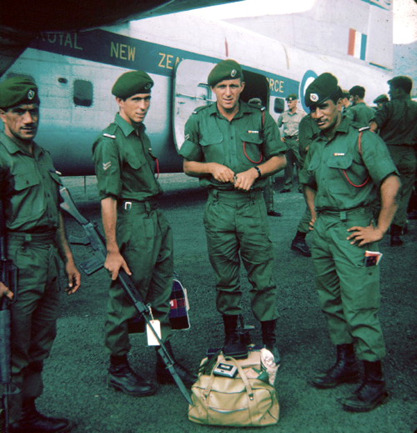 (L-R): Jim Barber, Pete Burgess, Bill Walker, and Junior Manihera at Vung Tau, 1969 (L-R): Jim Barber, Pete Burgess, Bill Walker, and Junior Manihera at Vung Tau, 1969