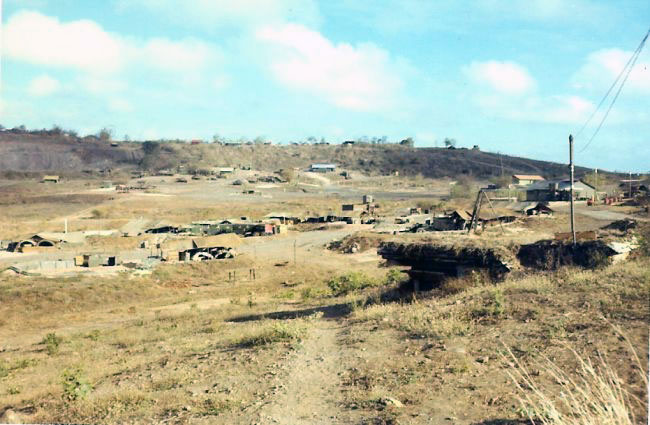 View down to 161 Battery's guns at the Horseshoe base