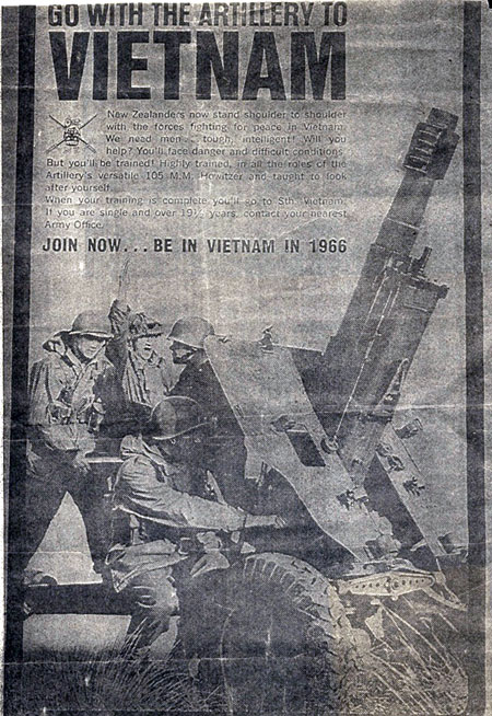 New Zealand artillery recruitment poster, 1965 New Zealand artillery recruitment poster, 1965