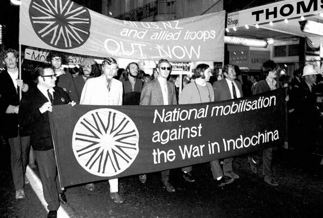 Anti-Vietnam War protest march in Wellington, 1971