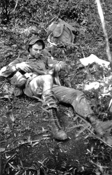 John Sherriff awaiting medevac, 16 November 1968