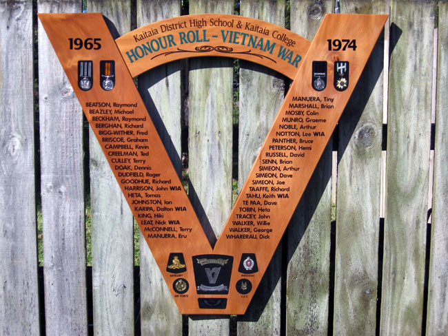 Kaitaia District High School & Kaitaia College Vietnam War Honour Roll Kaitaia District High School & Kaitaia College Vietnam War Honour Roll