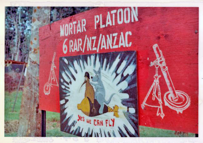 Mortar Platoon, 6RAR/NZ (Anzac) Battalion sign Mortar Platoon, 6RAR/NZ (Anzac) Battalion sign