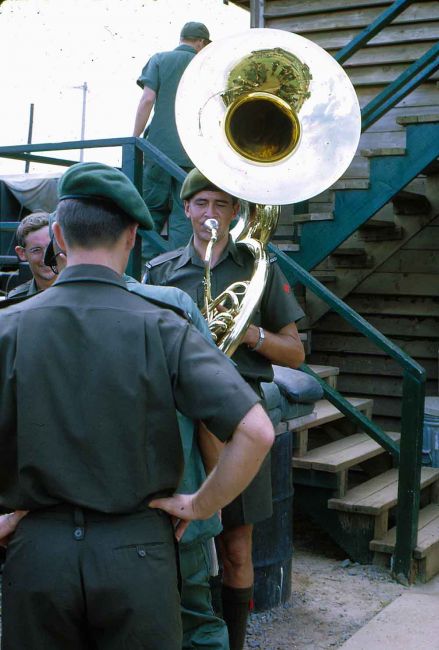 1RNZIR Band Tour Vietnam 1969 - Playing a Sousaphone