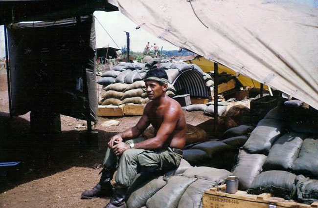 Gunner J.B.T. Kerehona takes a breather in the heat of the day