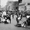 Protesters interrupt 161 Battery parade in Auckland, 1971