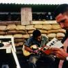 Wallace Conza and Doug Hori relaxing at Nui Dat, circa 1968-1969