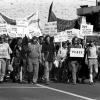 Competing slogans during protest in Wellington, April 1970