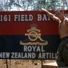 Kevin Burnell next to the 161 Battery sign at Nui Dat