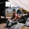 Gunner J.B.T. Kerehona takes a breather in the heat of the day