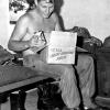 Private Wayne Lindsay with RSA Christmas parcel, circa 1968