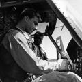 F/O Butler and F/O Creelman carry out final pre-flight checks in the cockpit of a Iroquois helicopter