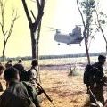 The band waits to board a Chinook helicopter - 1RNZIR Band Tour, 1969