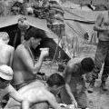 Gunners take a break from setting up camp
