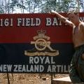 Kevin Burnell next to the 161 Battery sign at Nui Dat