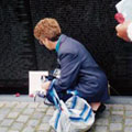 Lynne Hawkins at the Vietnam Veterans Memorial in Washington DC