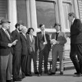 Deputation from the Peace Power and Politics in Asia conference committee outside Parliament, 1968