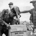 Children scavenging in rubbish dump, circa 1969