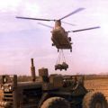 Chinook helicopter returning 161 Battery equipment to Nui Dat, 1971