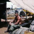 Gunner J.B.T. Kerehona takes a breather in the heat of the day
