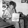 Private Wayne Lindsay with RSA Christmas parcel, circa 1968