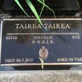 Bronze service plaque for Vietnam War veteran, Tairea Tairea, at Whenua Tapu Cemetery near Porirua, Wellington