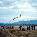 Helicopters coming in for pick up for Operation Coburg, 1968