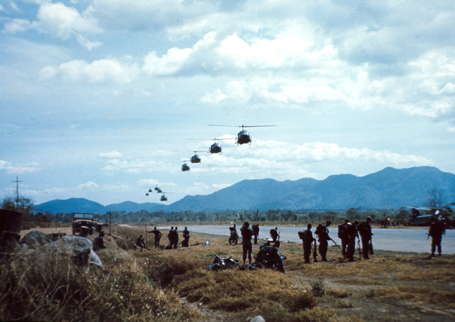 Helicopters coming in for pick up for Operation Coburg, 1968 Helicopters coming in for pick up for Operation Coburg, 1968