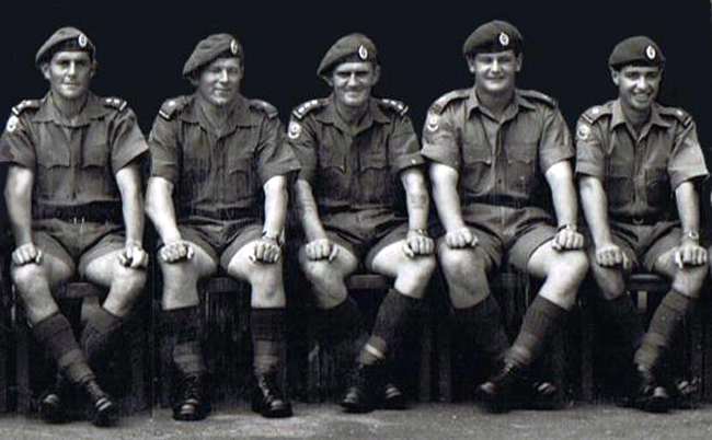 W Company Officers. Left to right: Lt Barley, Maj Hotop, Capt Sinclair, Lt Steel, Lt Denniston-Wood